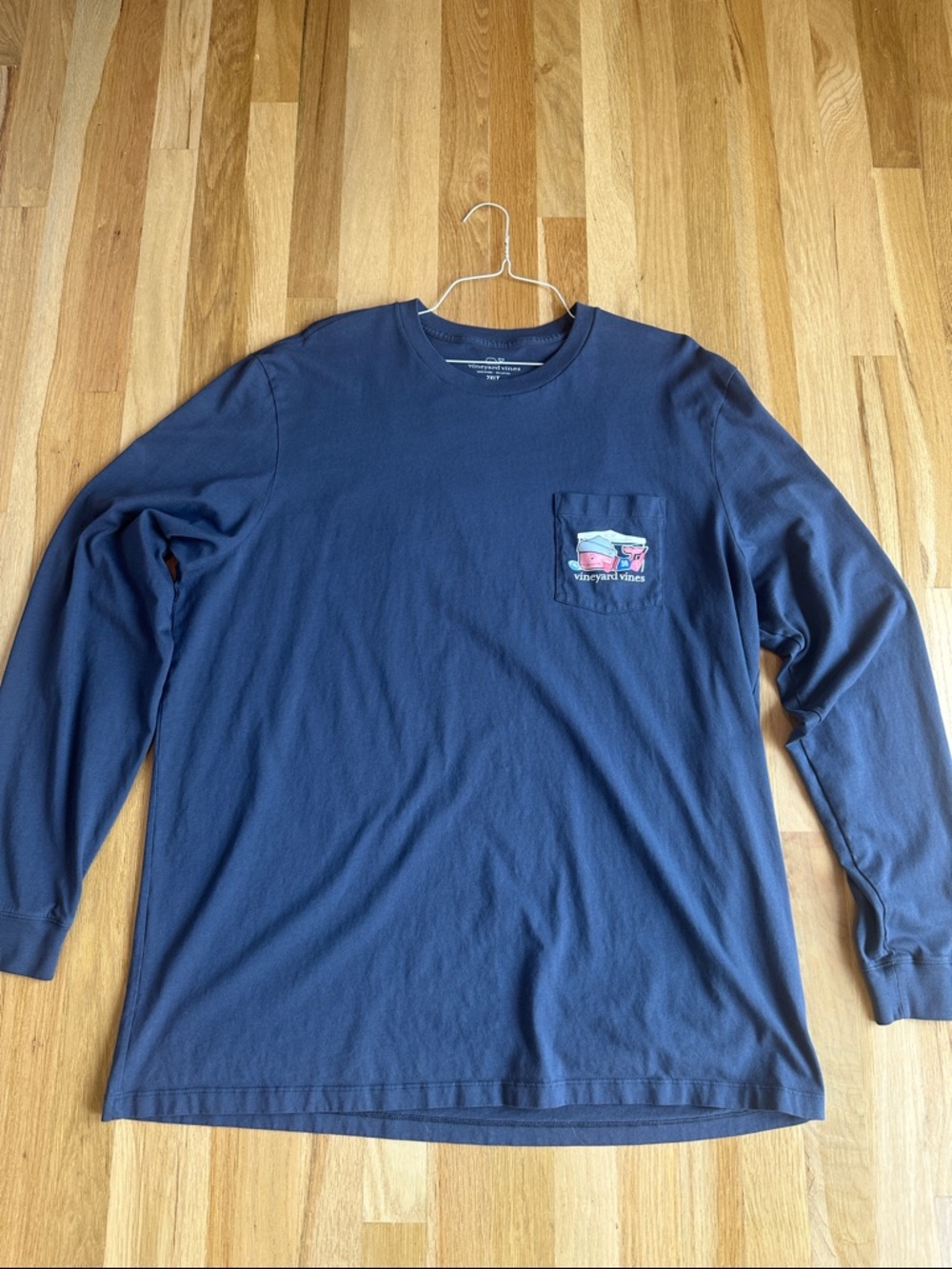Vineyard Vines Navy Long-Sleeve Pocket Tee with Small Chest Graphic
